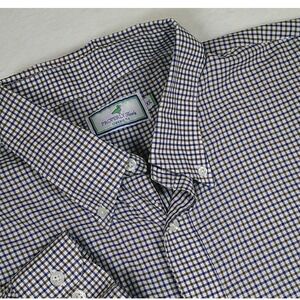 Properly Tied Mens XXL Classic Fit Gingham Button Down Shirt Blue Brown Cotton